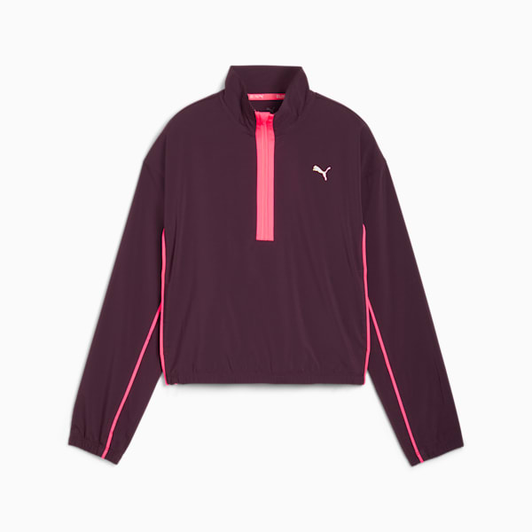 Run For Her Women's Woven Half-Zip, Midnight Plum-Sunset Glow, extralarge