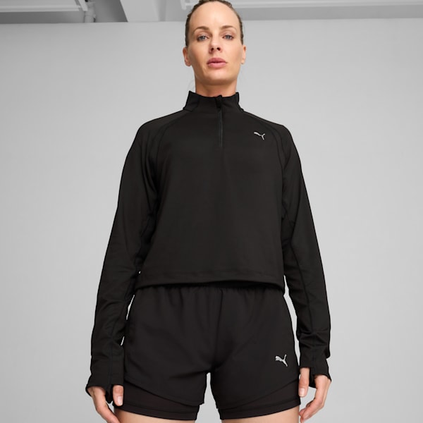 PUMA RUN CLOUDSPUN Women's Quarter-Zip Top, PUMA Black, extralarge