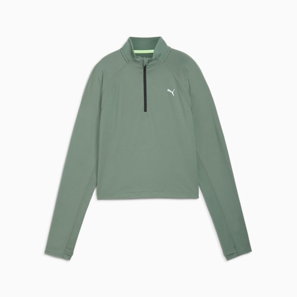 PUMA RUN CLOUDSPUN Women's Quarter-Zip Top, Eucalyptus, extralarge