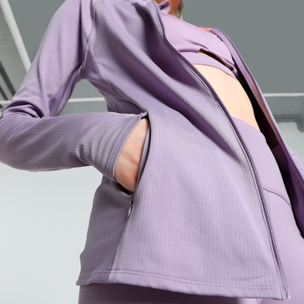 Run For Her Women's Slim Fit Ribbed Full-Zip Running Jacket, Pale Plum, extralarge-IND