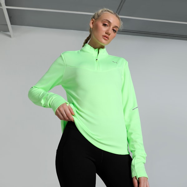 RUN Grid Fleece Women's Half-Zip Running Top, Fizzy Apple, extralarge-IND