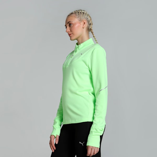 RUN Grid Fleece Women's Half-Zip Running Top, Fizzy Apple, extralarge-IND