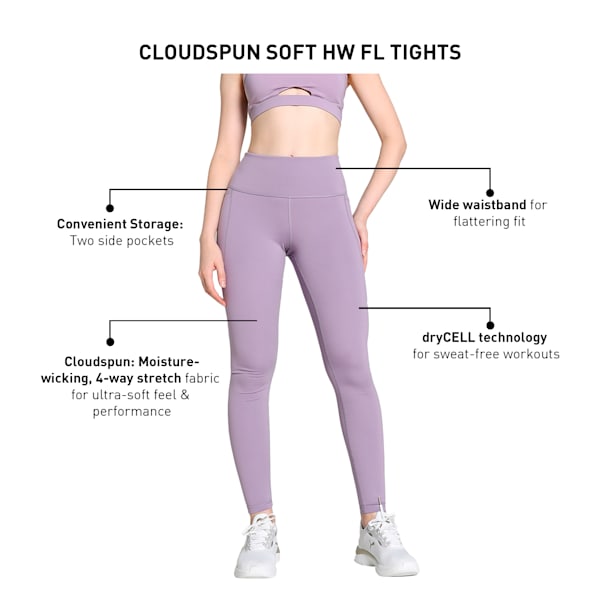 CLOUDSPUN Women's Soft High-Waist Training Tights, Pale Plum, extralarge-IND