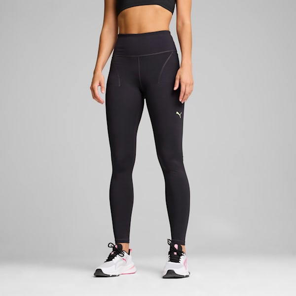 CLOUDSPUN Women's Soft High-Waist Tights, Flat Dark Gray-Fizzy apple, extralarge