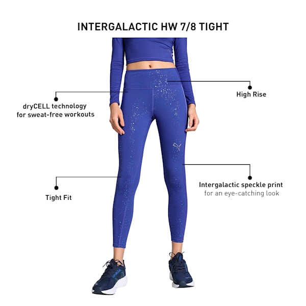 INTERGALACTIC High-Waist 7/8 Women's Training Tights, Lapis Lazuli, extralarge-IND