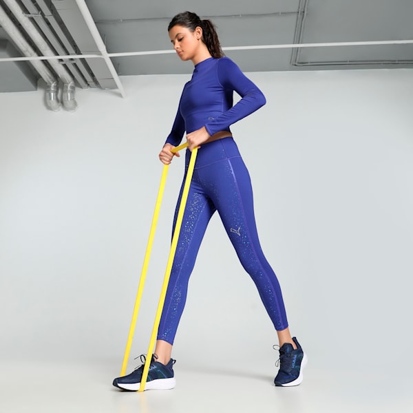 INTERGALACTIC High-Waist 7/8 Women's Training Tights, Lapis Lazuli, extralarge-IND