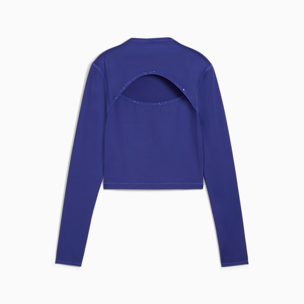 Crop top manga larga INTERGALACTIC para mujer, Lapis Lazuli, extralarge