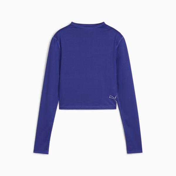 Crop top manga larga INTERGALACTIC para mujer, Lapis Lazuli, extralarge