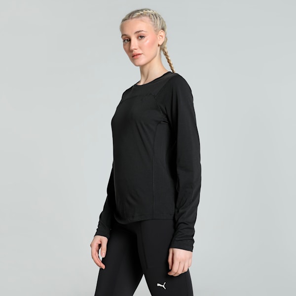 SEASONS Tech Wool Long Sleeve Women's Running Tee, PUMA Black, extralarge-IND