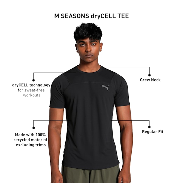 SEASONS Men's Running Tee, PUMA Black, extralarge-IND