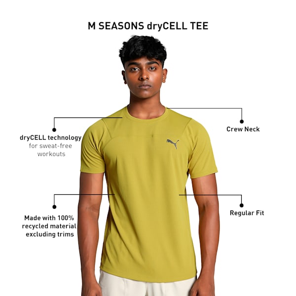 SEASONS Men's Running Tee, Golden Fog, extralarge-IND