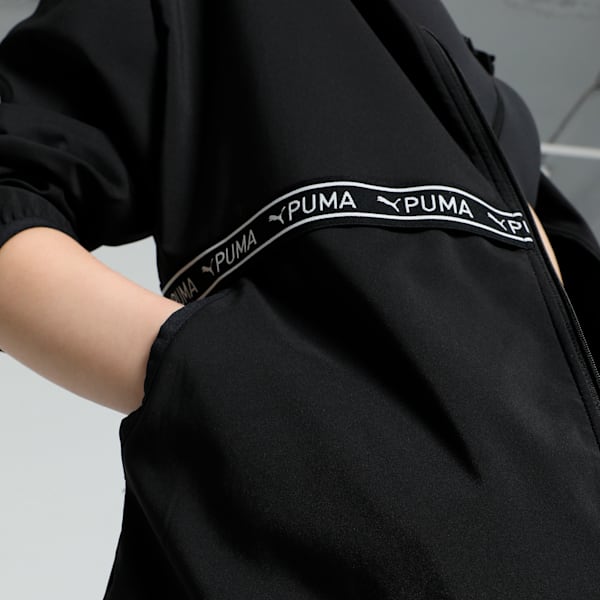 Chamarra de entrenamiento con cordón elástico para mujer, PUMA Black, extralarge