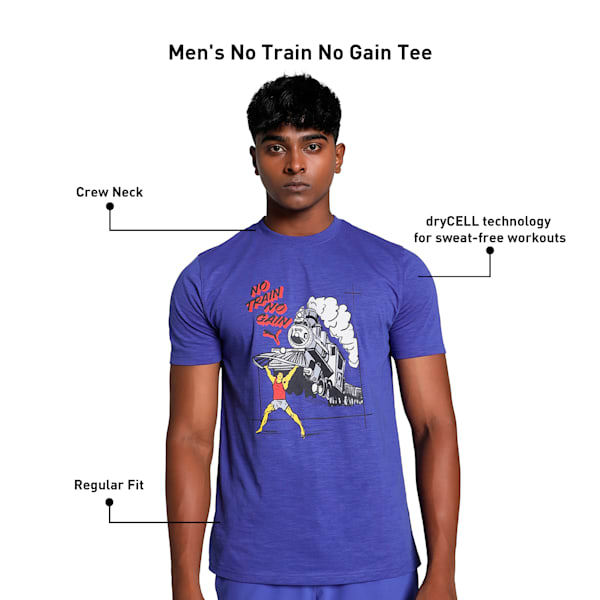No Train No Gain Men's Training Tee, Lapis Lazuli, extralarge-IND