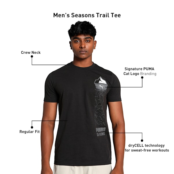 SEASONS Men's Trail Running Tee, PUMA Black, extralarge-IND