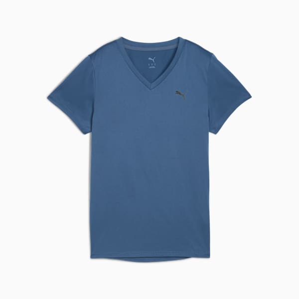 Playera de cuello en V para mujer TAD ESSENTIALS, Dark Indigo, extralarge