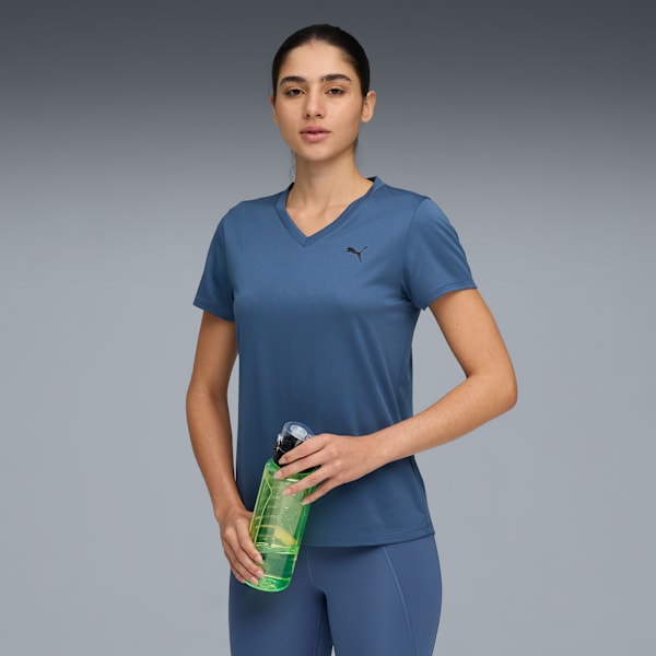Playera de cuello en V para mujer TAD ESSENTIALS, Dark Indigo, extralarge
