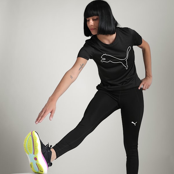 Train All Day Heather Logo Women's Training Tee, PUMA Black Heather, extralarge-IND