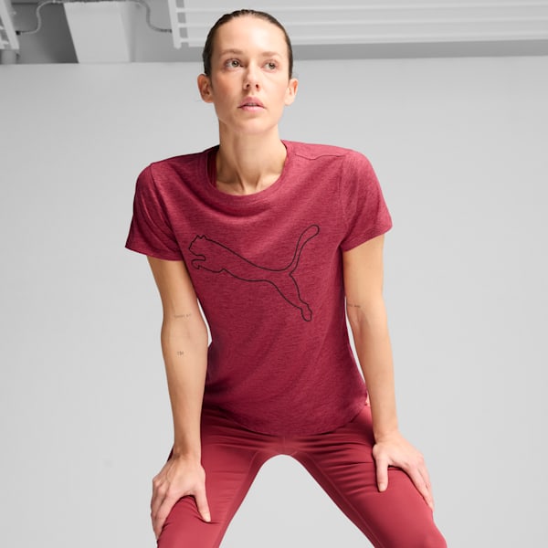 Train All Day Heather Logo Women's Training Tee, Port Heather, extralarge-IND