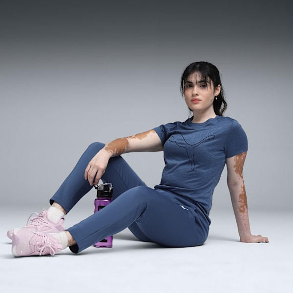 Train All Day Heather Logo Women's Training Tee, Dark Indigo Heather, extralarge-IND