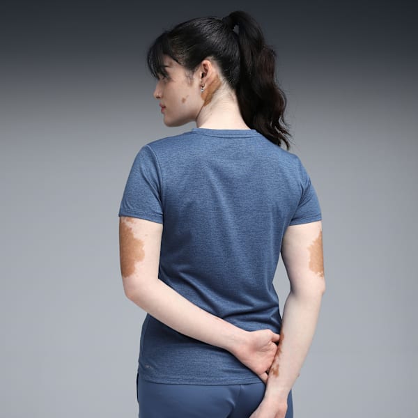 Train All Day Heather Logo Women's Training Tee, Dark Indigo Heather, extralarge-IND