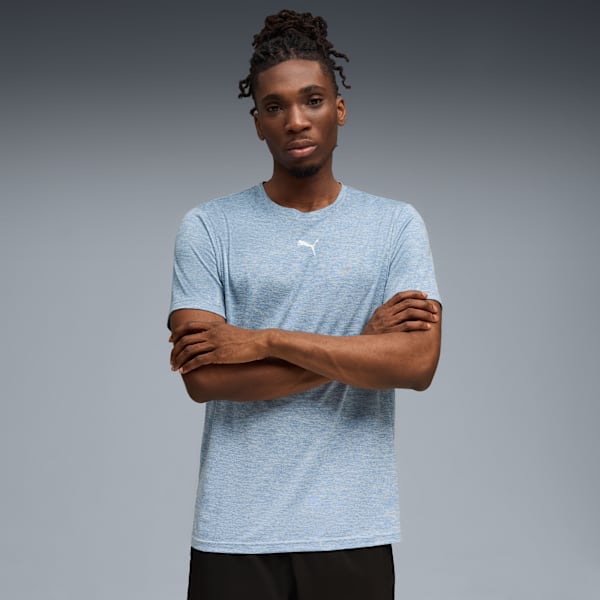 ESSENTIALS HEATHER CAT Tee, Cool Blue Heather, extralarge