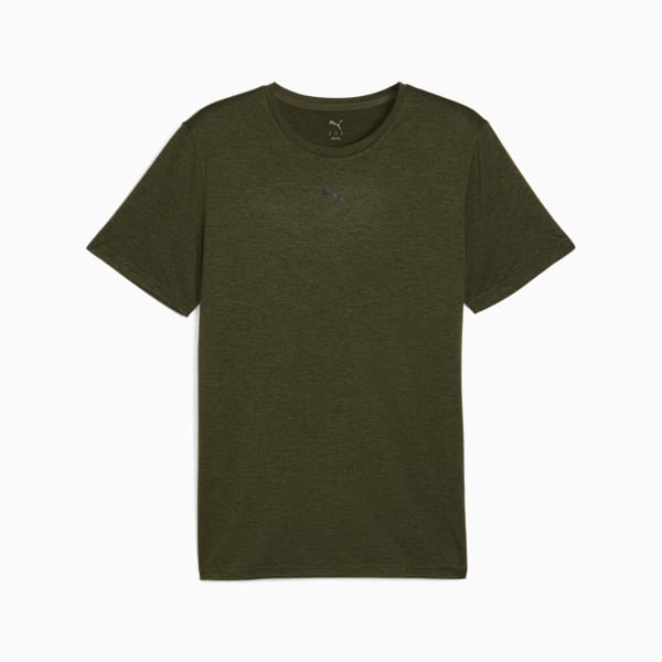 ESSENTIALS HEATHER CAT Tee, Dark Olive Heather, extralarge