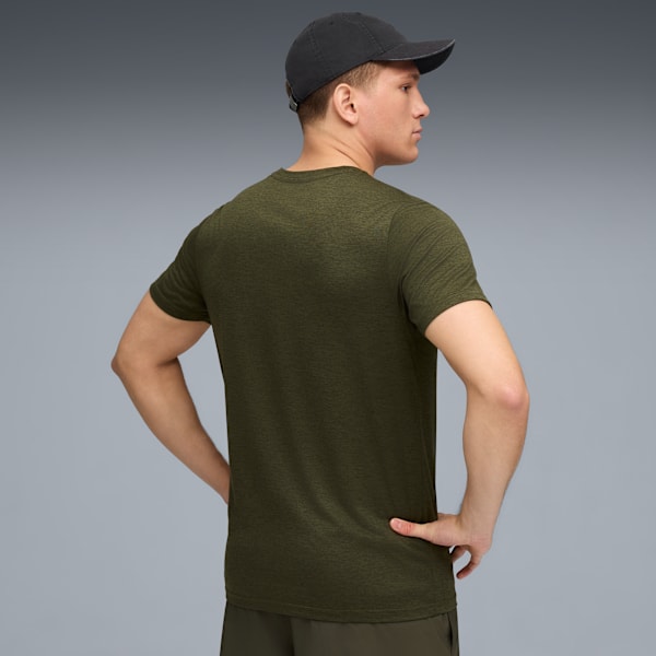 ESSENTIALS HEATHER CAT Tee, Dark Olive Heather, extralarge
