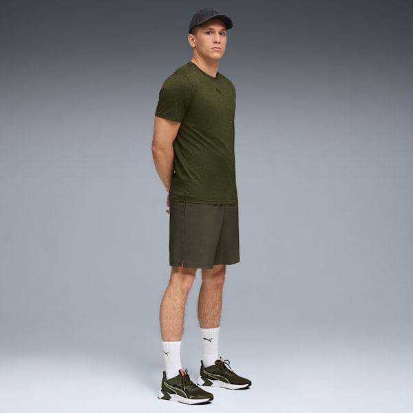 ESSENTIALS HEATHER CAT Tee, Dark Olive Heather, extralarge
