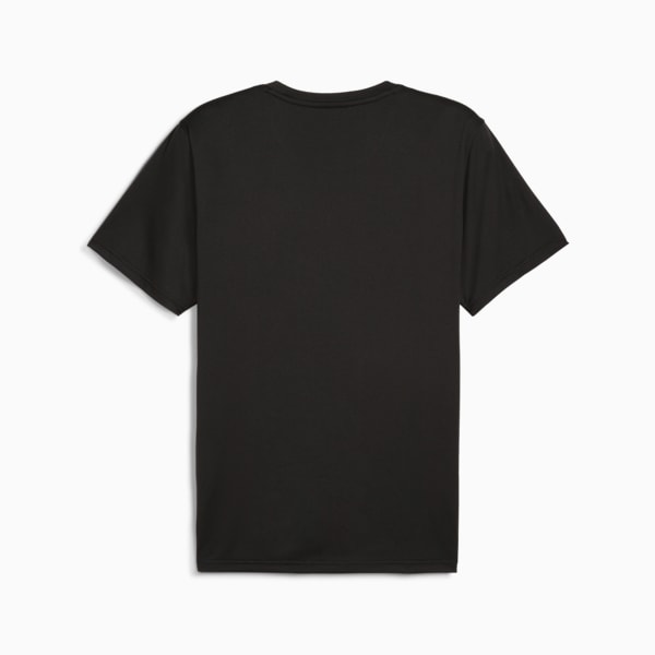 Black PUMA T-shirt for adults, featuring short sleeves and a round neck.