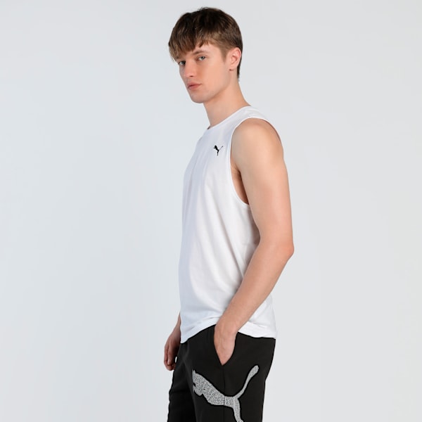Train All Day TECH Triblend Men's Sleeveless Training Tank, PUMA White, extralarge-IND