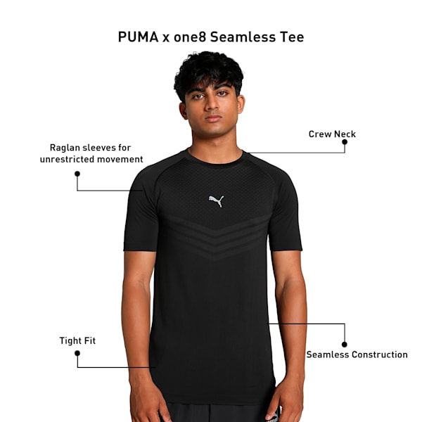 PUMA x one8 Men's Seamless Tight Fit Training Tee, PUMA Black, extralarge-IND