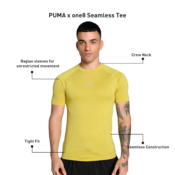 PUMA x one8 Men's Seamless Tight Fit Training Tee, Fresh Pear, extralarge-IND