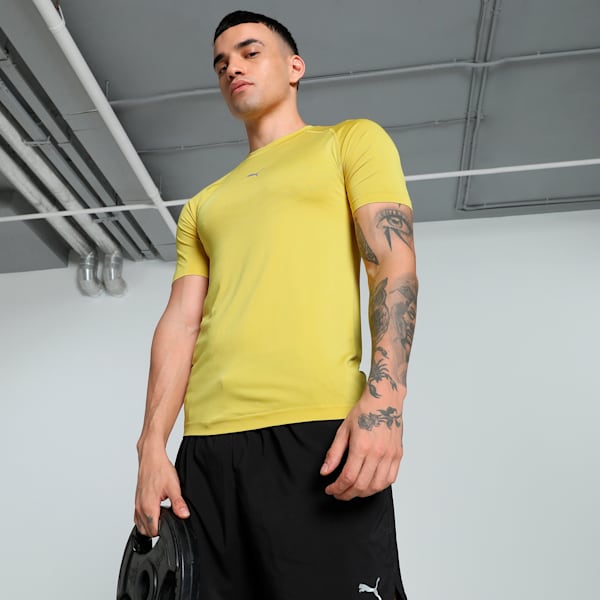 PUMA x one8 Men's Seamless Tight Fit Training Tee, Fresh Pear, extralarge-IND
