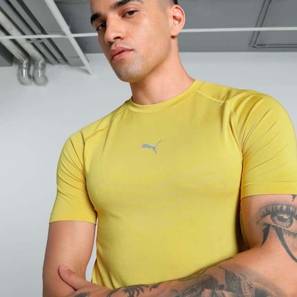 PUMA x one8 Men's Seamless Tight Fit Training Tee, Fresh Pear, extralarge-IND