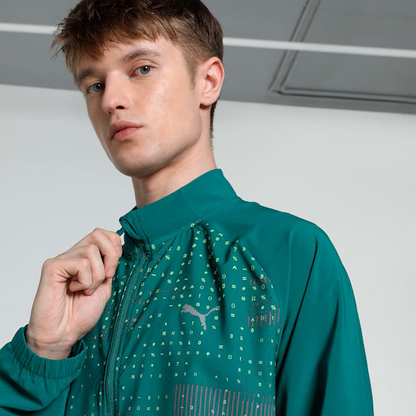 PUMA x one8 Men's Slim Fit Training Woven Jacket, Cold Green, extralarge-IND