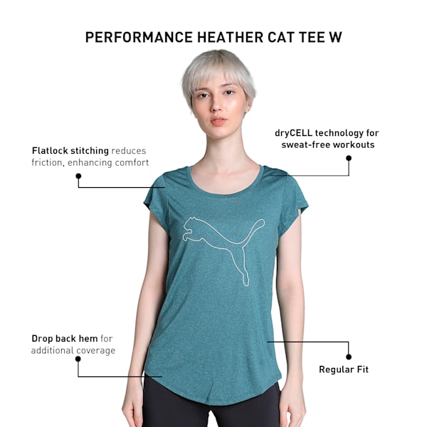 Heather Cat Women's Training T-shirt, Cold Green Heather, extralarge-IND