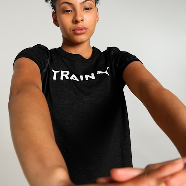 TRAIN Graphic Women's Training T-shirt, PUMA Black-Q1 solid graphic, extralarge-IND
