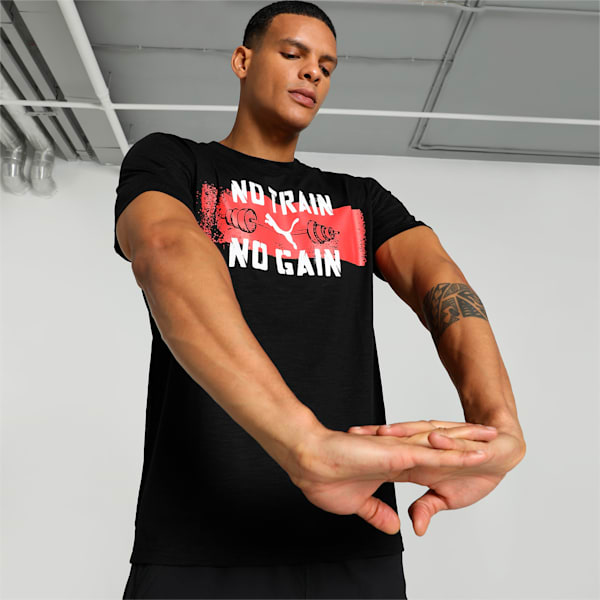 Men's Slogan Graphic Training T-shirt, PUMA Black, extralarge-IND