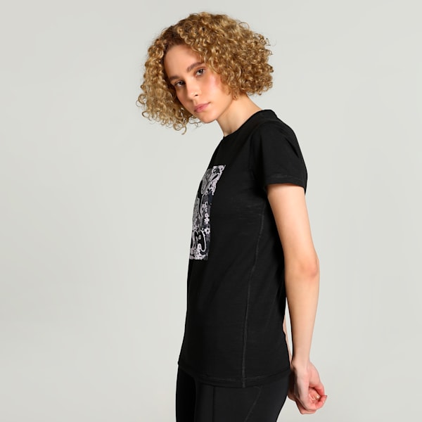Women's Graphic Script Training T-shirt, PUMA Black, extralarge-IND