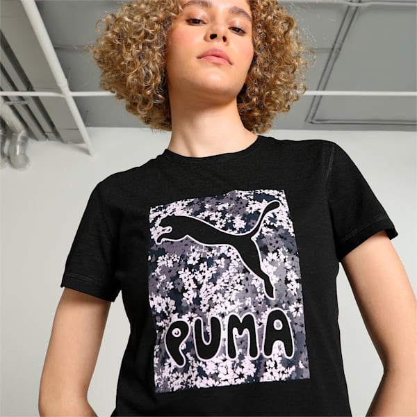 Women's Graphic Script Training T-shirt, PUMA Black, extralarge-IND