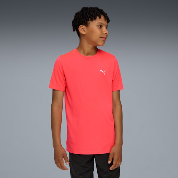 Train All Day Essentials Tee Youth, Glowing Red-PUMA White, extralarge-GBR