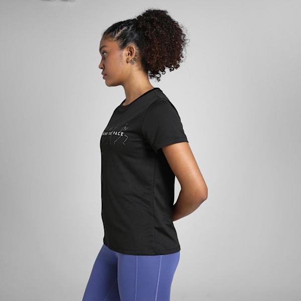 Graphic Slogan Women's Running Tee, PUMA Black-Q2, extralarge-IND