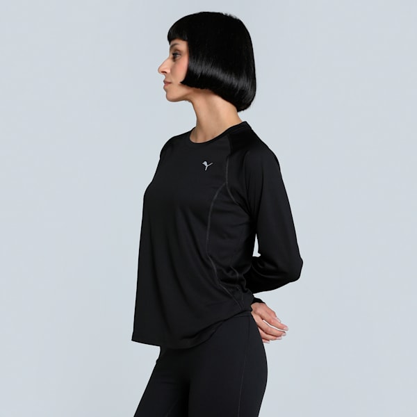 VELOCITY Women's Long Sleeve Slim Fit Running Top, PUMA Black, extralarge-IND
