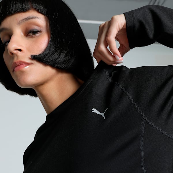 VELOCITY Women's Long Sleeve Slim Fit Running Top, PUMA Black, extralarge-IND