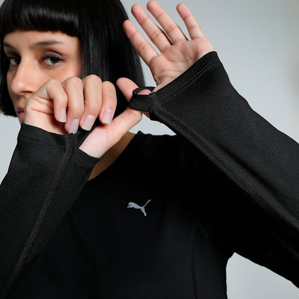 VELOCITY Women's Long Sleeve Slim Fit Running Top, PUMA Black, extralarge-IND