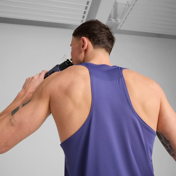 Graphic Mesh Running Singlet Men, Blue Crystal, extralarge