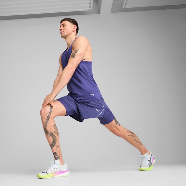 Graphic Mesh Running Singlet Men, Blue Crystal, extralarge
