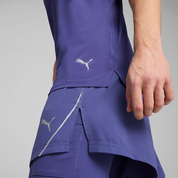 Graphic Mesh Running Singlet Men, Blue Crystal, extralarge