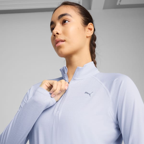 Playera maga larga RUN VELOCITY CLOUDSPUN para mujer, Cool Weather-heather, extralarge