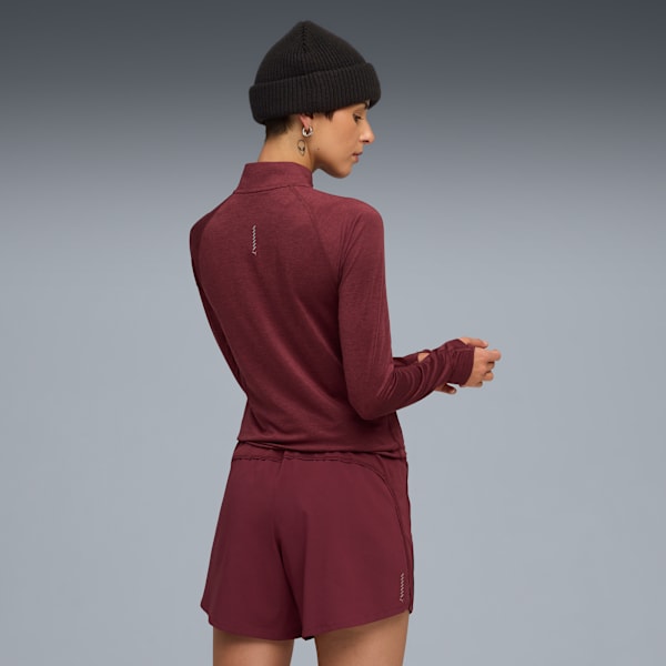 RUN VELOCITY CLOUDSPUN Women's 1/4 Zip Running Top, Ruby Shimmer-Heather, extralarge-IND